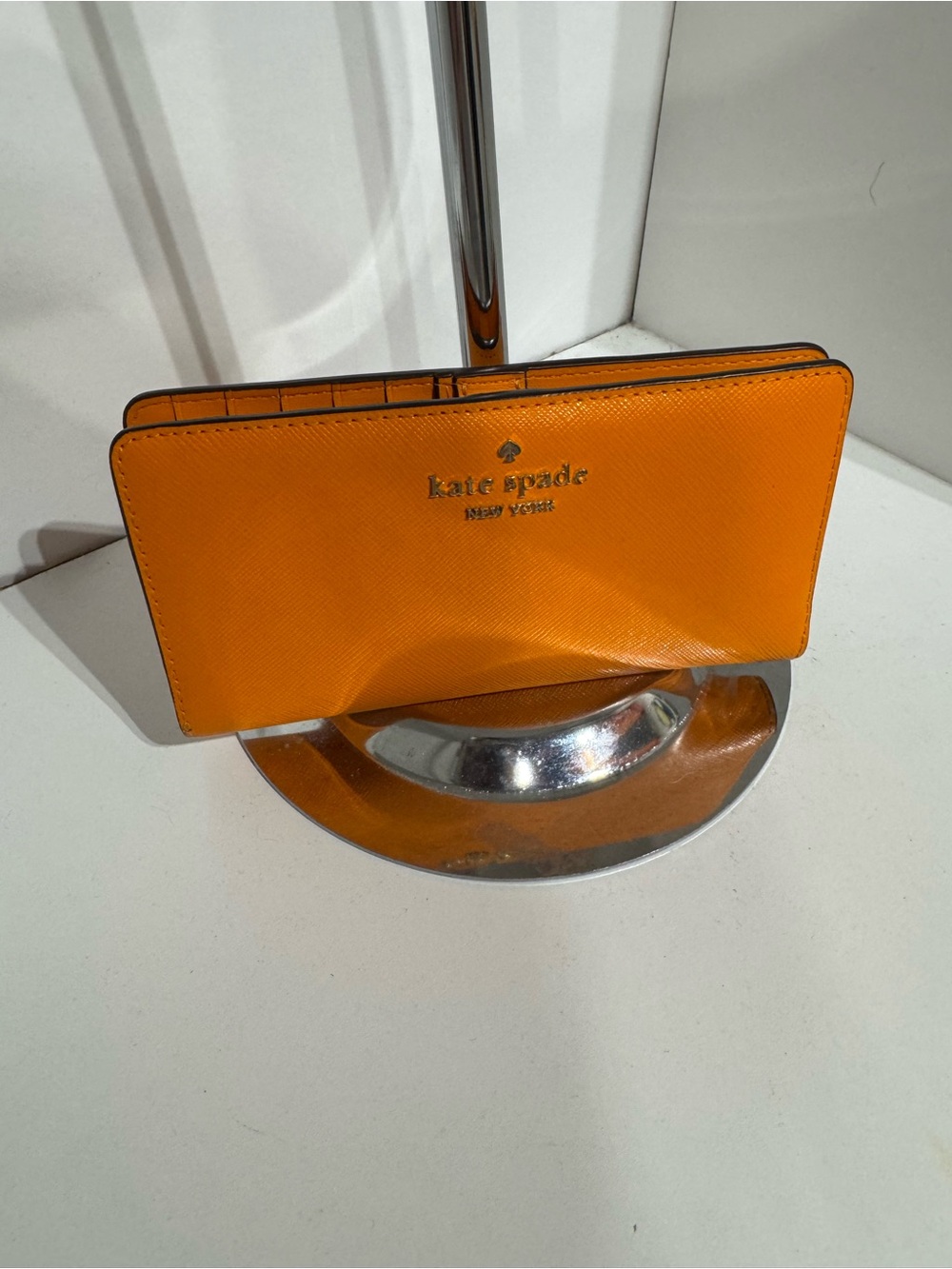 kate spade Orange Saffiano Leather Tablet Sleeve with Gold Logo